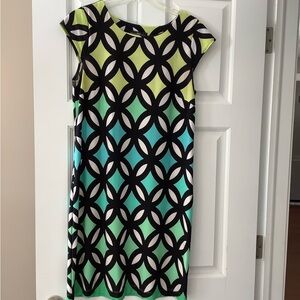 R&K Black and Lime Geometric Dress